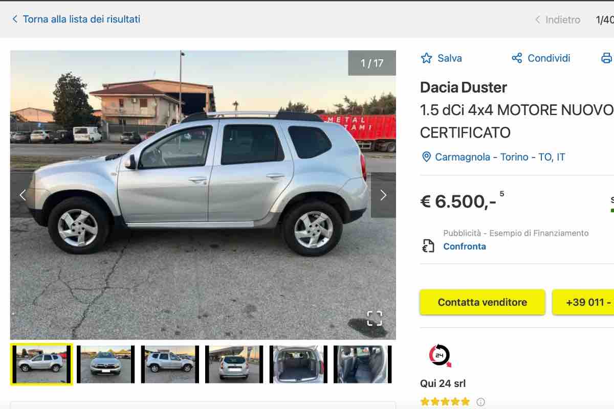 Annuncio di vendita Dacia Duster prima generazione