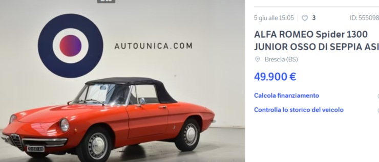 Alfa Romeo Spider auto d'epoca usata