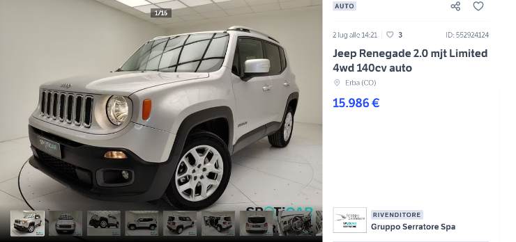 Jeep Renegade usata occasione