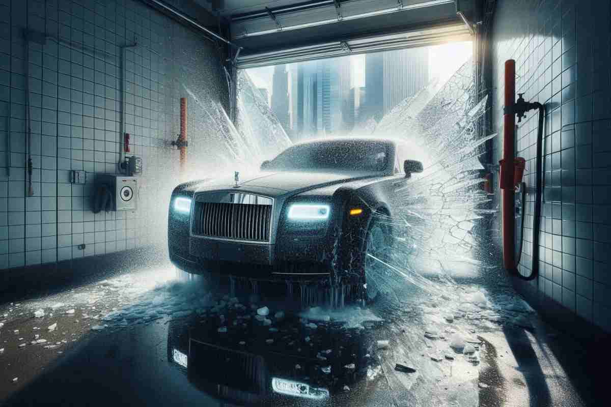 Una Rolls Royce entra all'autolavaggio e ne esce fuori fatta in pezzi: la scena è da film horror (VIDEO)