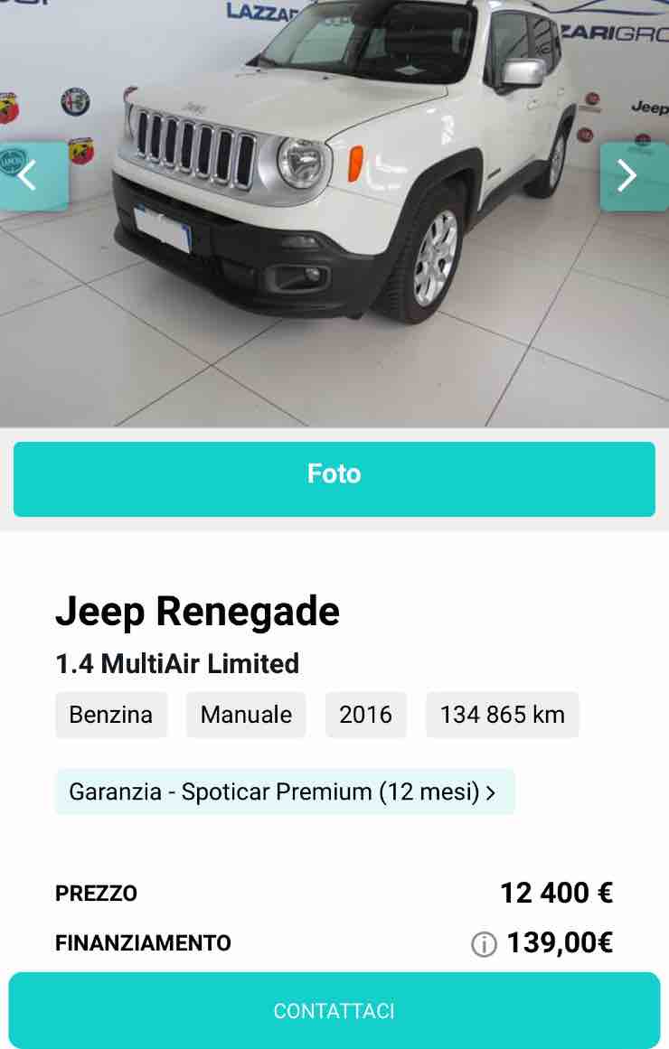 Jeep Renegade dettagli promozione